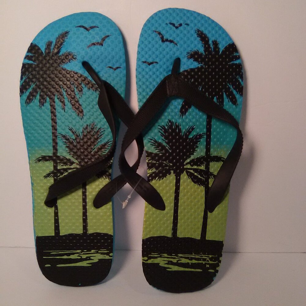 Juncture Men's Flip Flop Sandals Color Green/Blue/Black Size M 8/9 NWOT